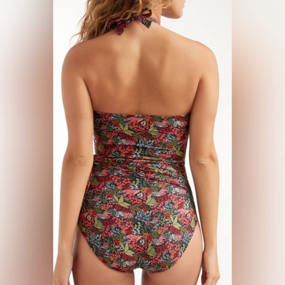 Hermosa - Genevieve High Halter Neck Sash Tie One-Piece Swimsuit - Picture 2 of 8